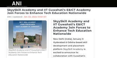 SkyySkill Academy collaboration with IIT Guwahati's E&ICT Academy has been featured in ANI